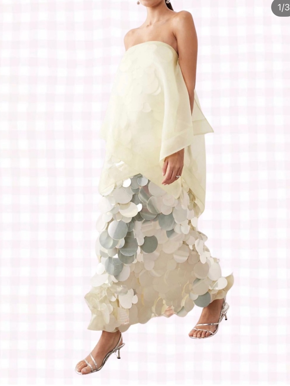 ASOS ARRANGE SEQUIN EMBELLISHED STRAPLESS MAXI DRESS WITH OVERLAY BUTTERMILK